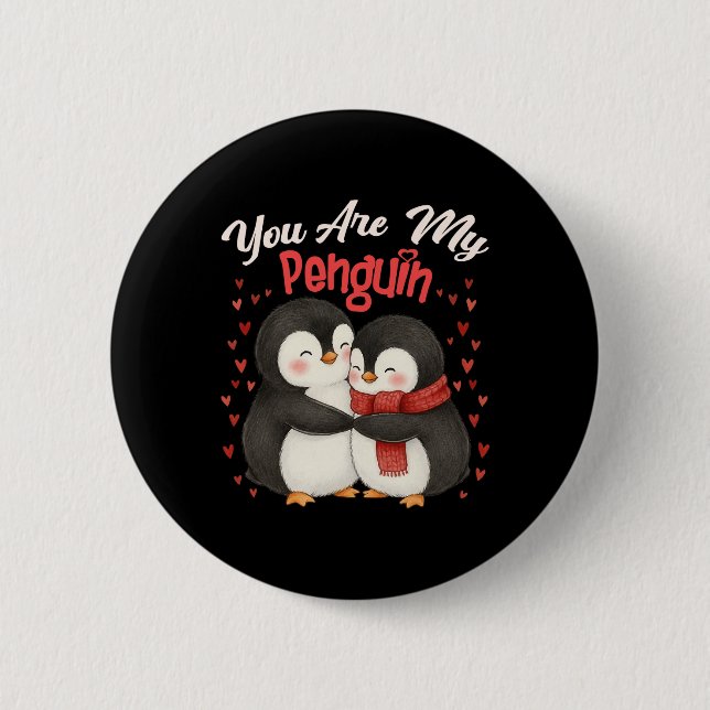 Bóton Redondo 5.08cm Cute You Are My Penguin Couple Funny Valentines Da (Frente)