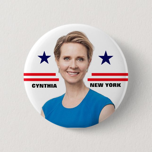 Bóton Redondo 5.08cm Cynthia Nixon para o governador (Frente)