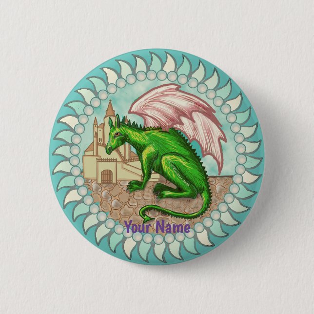 Bóton Redondo 5.08cm D Dragon botão de pin (Frente)
