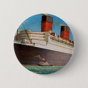 Bóton Redondo 5.08cm Da linha branca da estrela de Cunard Queen Mary