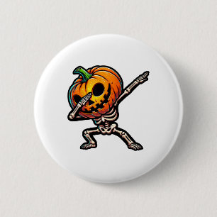 Bóton Redondo 5.08cm Dabbing Halloween Skeleton Boys Trick Trey Funny