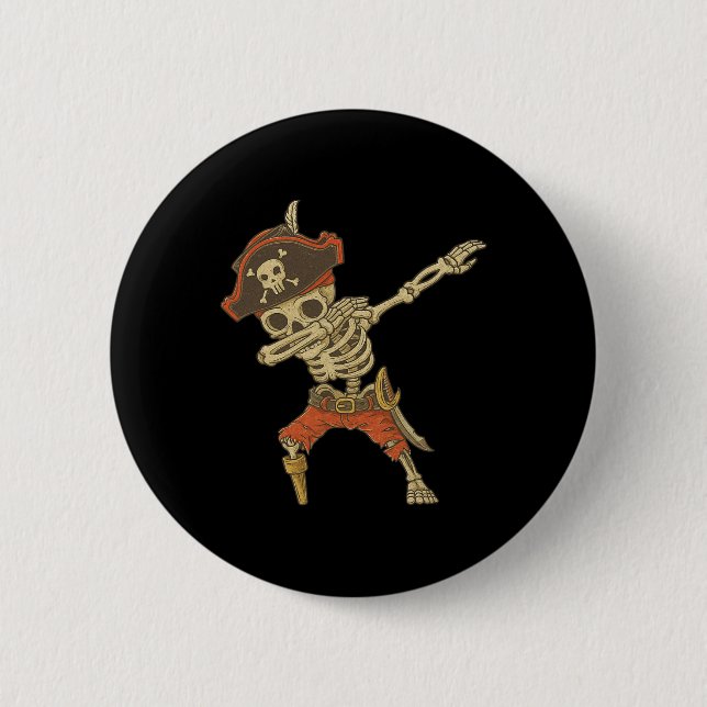Bóton Redondo 5.08cm Dabbing Skeleton Pirate Halloween Kids Jolly Roger (Frente)