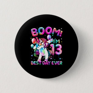 Bóton Redondo 5.08cm Dabbing Unicorn, 13 anos, dá 13 no Aniversário G