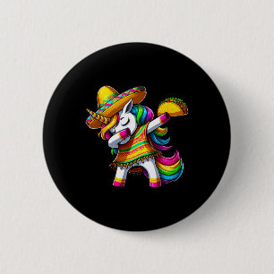 Bóton Redondo 5.08cm Dabbing Unicorn Cinco De Mayo Partido Mexicano Fie