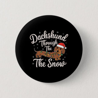 Bóton Redondo 5.08cm Dachshund Através da Neve Enfeite de Natal para Ca