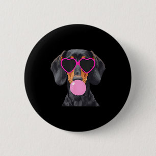 Bóton Redondo 5.08cm Dachshund Engraçado Vestindo Óculos E Sopando Bolh