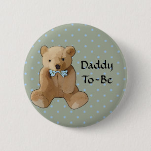 Bóton Redondo 5.08cm Daddy To Be Teddy Bear Baby Shower Button