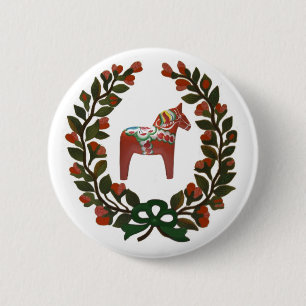 Bóton Redondo 5.08cm Dala Horse Wreath