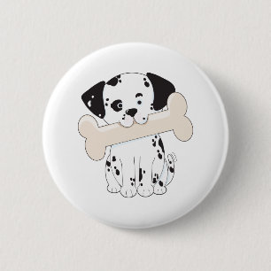 Bóton Redondo 5.08cm Dalmatian com osso