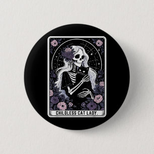 Bóton Redondo 5.08cm Dama de Gato sem Filhos Carta de Tarot Esqueleto G