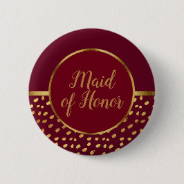 Bóton Redondo 5.08cm Dama de Honra Casamento Burgundy e Dourado