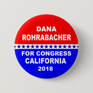 Bóton Redondo 5.08cm Dana Rohrabacher para o congresso Califórnia 2018