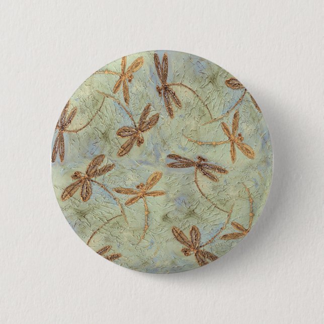 Bóton Redondo 5.08cm Dança de Dragonfly Dourada (Frente)