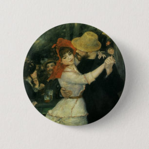 Bóton Redondo 5.08cm Dança em Bougival por Pierre Renoir, Arte Antigo