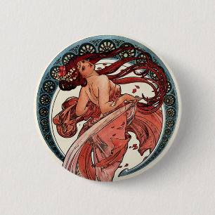 Bóton Redondo 5.08cm Dança por Alfons Mucha 1898