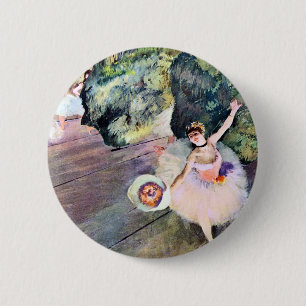 Bóton Redondo 5.08cm Dançarina com um Buquê de Flores por Edgar Degas