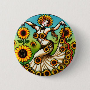 Bóton Redondo 5.08cm Dançarina de Sunflower Belly