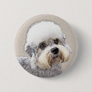 Bóton Redondo 5.08cm Dandie Dinmont Terrier pintando arte canina origin