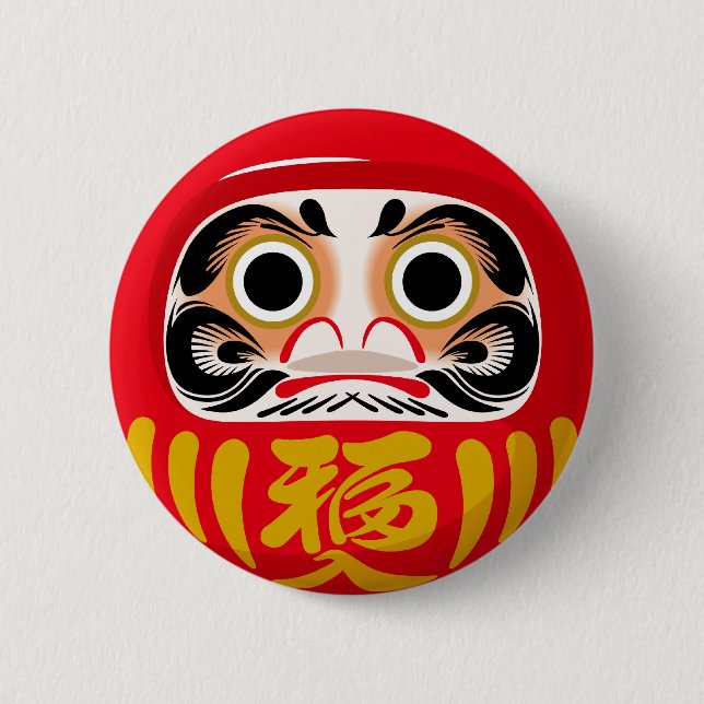 Bóton Redondo 5.08cm Daruma doll (tradicional charme japonês de sorte) (Frente)