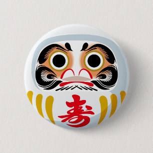 Bóton Redondo 5.08cm Daruma doll (tradicional charme japonês de sorte)