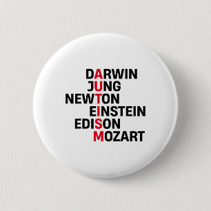 Bóton Redondo 5.08cm Darwin Jung Newton Einstein Edison Mozart Autism A