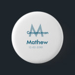 Bóton Redondo 5.08cm data de letra do nome do padrinho de casamento azu<br><div class="desc">design</div>