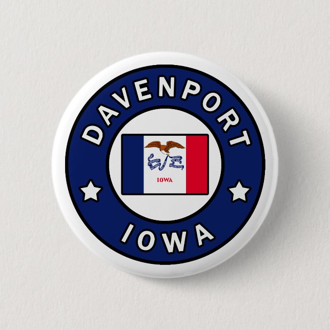 Bóton Redondo 5.08cm Davenport Iowa (Frente)