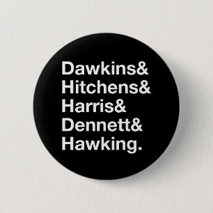 Bóton Redondo 5.08cm Dawkins&Hitchens&Harris&Dennett&Hawking - ciência