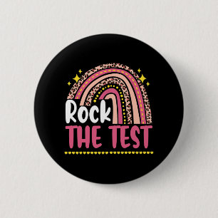Bóton Redondo 5.08cm Day Rock The Test Teacher Testing Day Rainbow Leop