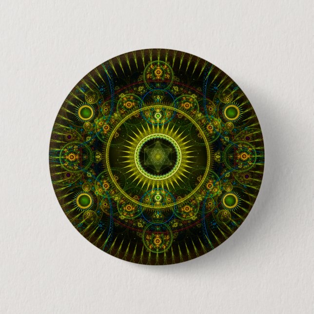 Bóton Redondo 5.08cm De "arte do Fractal da roda do Magick Metatron" - (Frente)