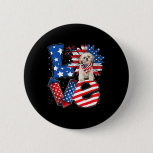 Bóton Redondo 5.08cm De Julho Decor Patriótico Amor Shih Tzu Dog Usa Ba