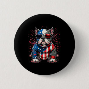 Bóton Redondo 5.08cm De Julho Patriótico Americano Bully Dog Bandeira U