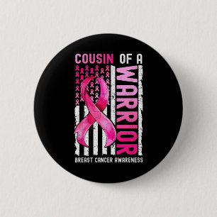 Bóton Redondo 5.08cm De Um Cancer Da Mama Do Guerreiro, Rosa De Sensibi