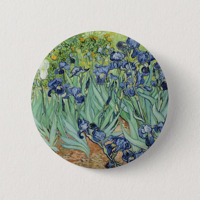 Bóton Redondo 5.08cm De Van Gogh vida ainda: Vaso com íris (Frente)