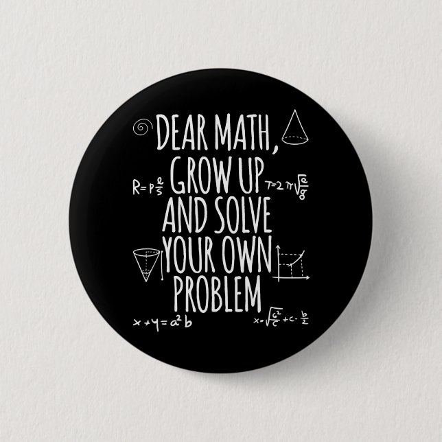 Bóton Redondo 5.08cm De Volta À Citação De Matemática Para Meninas Adol (Frente)