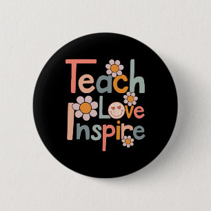Bóton Redondo 5.08cm De Volta às Aulas Ensine Amor Inspire Retro Profes