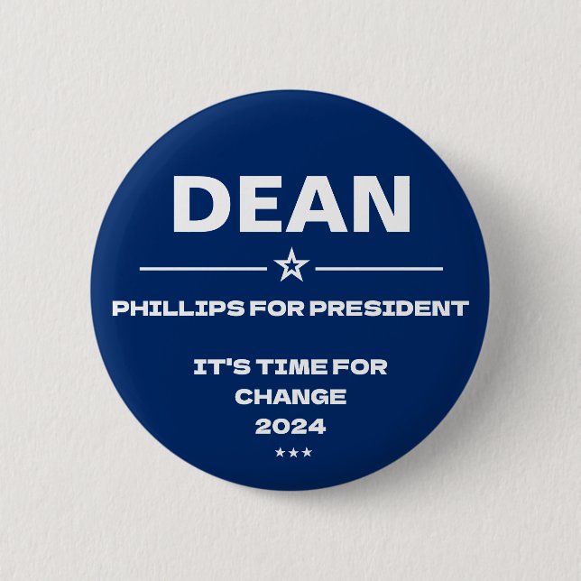Bóton Redondo 5.08cm Dean Phillips para o Presidente Slogan 2024 (Frente)
