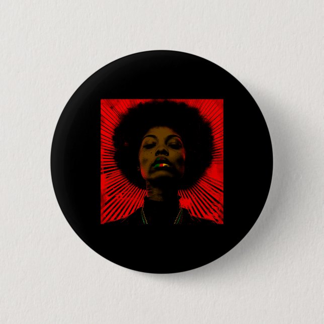 Bóton Redondo 5.08cm Décima Sétima Mulher Negra Com Lábio Pan-Africano (Frente)