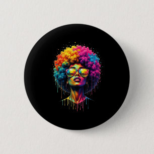 Bóton Redondo 5.08cm Décima Sétima Rainha Afro Melanin Liderando Orgulh