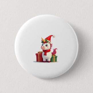 Bóton Redondo 5.08cm Decoração de Natal Unicórnio Camisa de Natal de Un