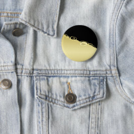 Bóton Redondo 5.08cm Decoração de ouro de luxo em ouro e preto, Monogra