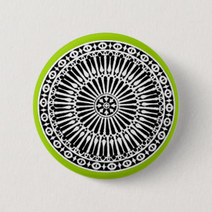 Bóton Redondo 5.08cm Decoração Verde Preto-Branco da Arquitetura RENAIS