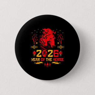 Bóton Redondo 5.08cm Decorações do Cavalo do Zodíaco Chinês 2026 Ano do