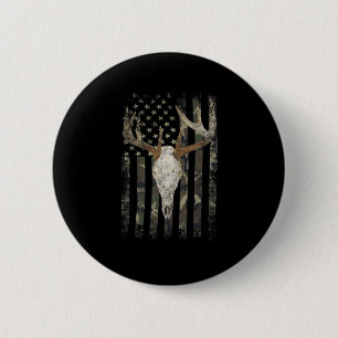 Bóton Redondo 5.08cm Deer Hunting Skull American Camo USA Flag Whitetai