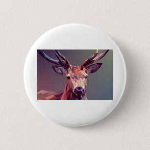Bóton Redondo 5.08cm Deer Polygons Art Design Graphic Animal Stag