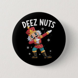 Bóton Redondo 5.08cm Deez Nuts Quebra-Nozes Nozes Natal Engraçado 