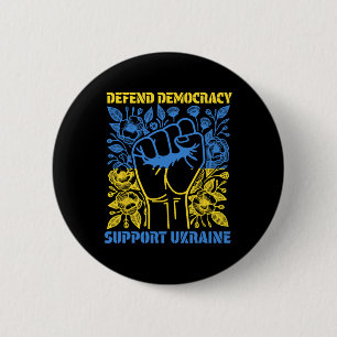 Bóton Redondo 5.08cm Defender a Democracia Apoiar a Ucrânia Paz Ficar C