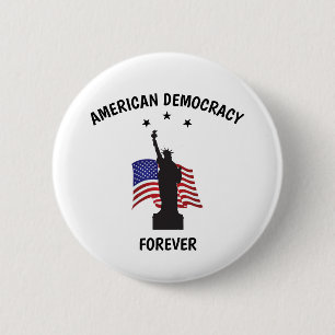 Bóton Redondo 5.08cm Democracia Americana para Sempre com Bandeira