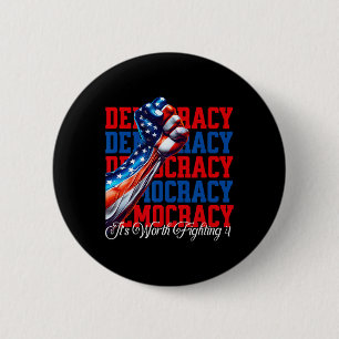 Bóton Redondo 5.08cm Democracia Anti-Trump Vale a Pena Lutar 4