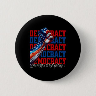 Bóton Redondo 5.08cm Democracia Anti-Trump Vale a Pena Lutar 4 Conforto